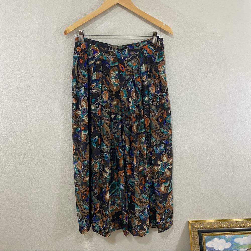 Vintage Howard Wolf Multicolor Paisley Women's Wide Leg Pants, Size‎ 8, Zip Back